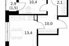 3-к квартира, 68.4 м², этаж 11/14