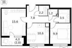2-к квартира, 53.2 м², этаж 10/14
