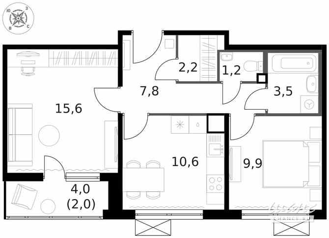 2-к квартира, 53.2 м², этаж 10/14 Москва - изображение 2