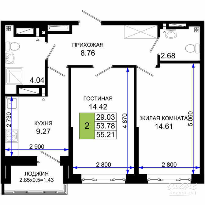 2-к квартира, 55.21 м², этаж 23/25 Ростов-на-Дону - изображение 3