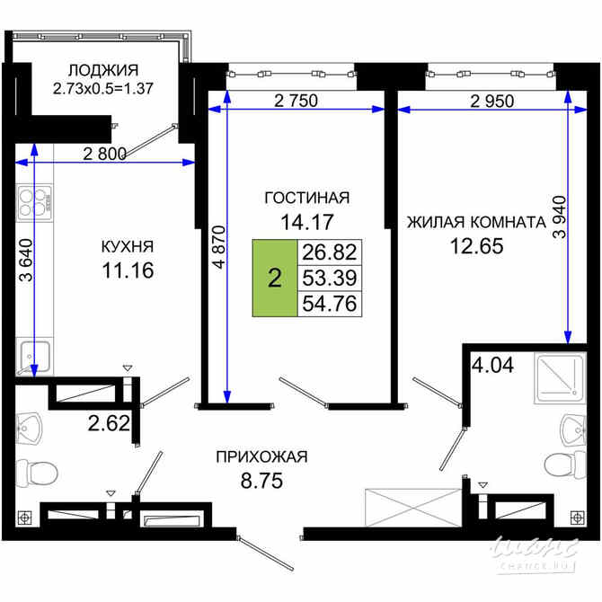 2-к квартира, 54.76 м², этаж 21/25 Ростов-на-Дону - изображение 3