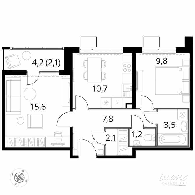 2-к квартира, 52.9 м², этаж 14/24 Люберцы - изображение 2