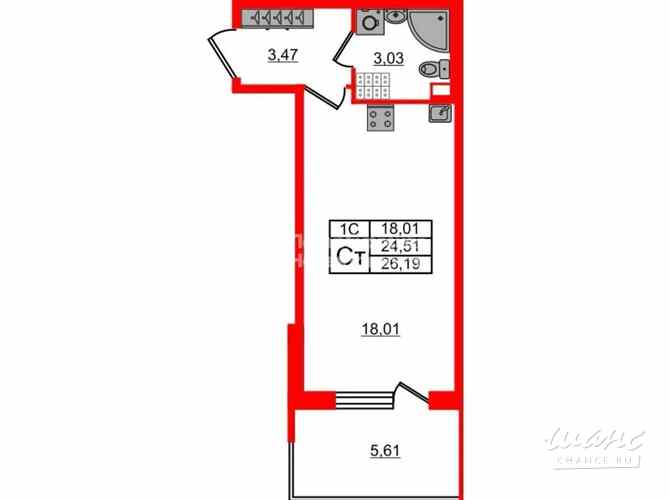 Сдам студию на длительный срок, 24,6 м² Санкт-Петербург - изображение 2