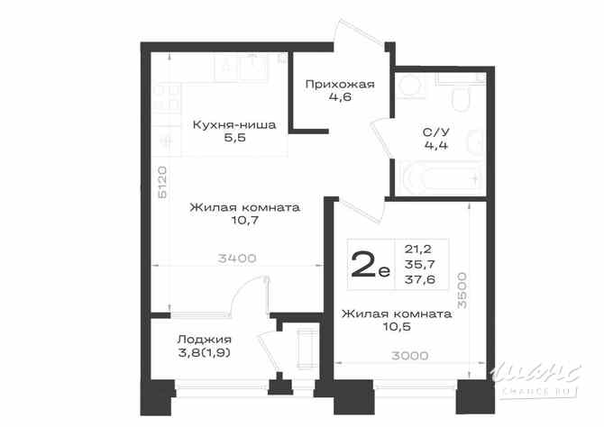 2-к квартира, 37.6 м², этаж 2/14 Железноводск - изображение 3