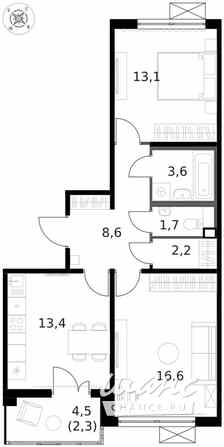 2-к квартира, 61.4 м², этаж 14/14 Москва - изображение 1