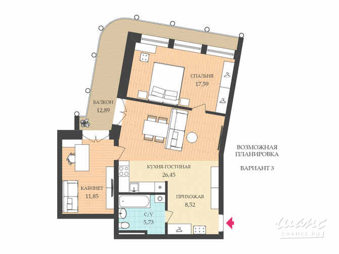 2-к квартира, 71 м², этаж 9/27 Владивосток - изображение 5