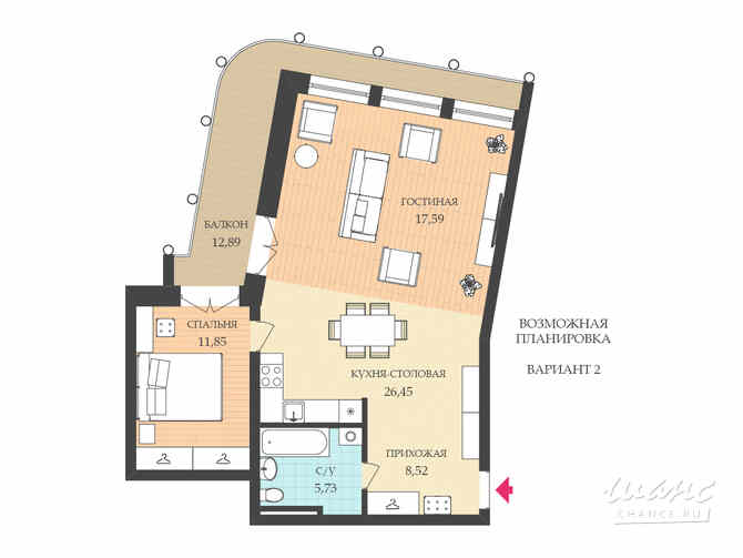 2-к квартира, 71 м², этаж 9/27 Владивосток - изображение 4