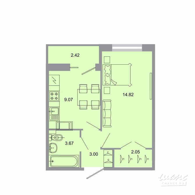 1-к квартира, 32.9 м², этаж 14/20 Бугры - изображение 1
