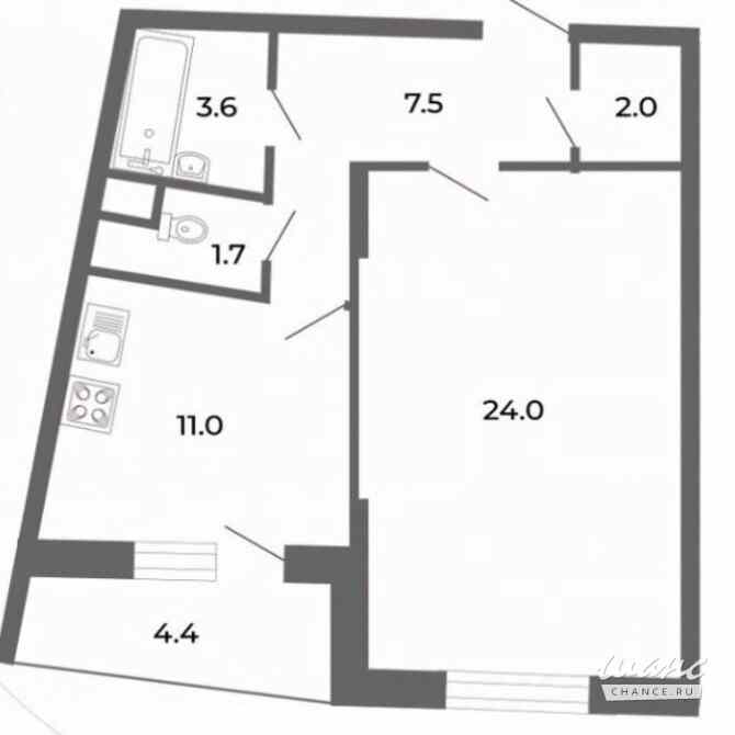 1-к квартира, 49.6 м², этаж 8/14 Санкт-Петербург - изображение 3