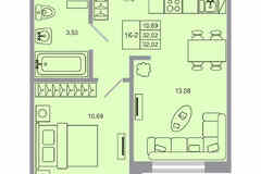 1-к квартира, 32.02 м², этаж 1/20