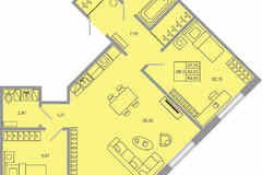 2-к квартира, 63.93 м², этаж 2/17