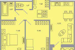 2-к квартира, 50.21 м², этаж 12/20