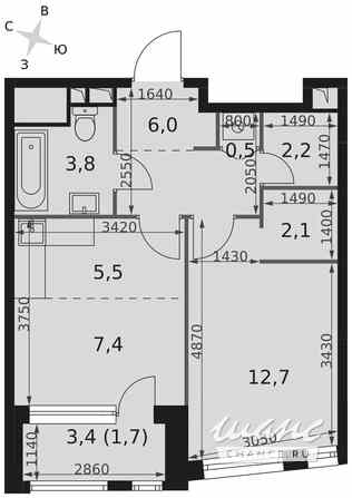 1-к квартира, 41.9 м², этаж 26/29 Москва - изображение 1