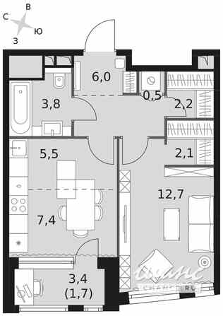 1-к квартира, 41.9 м², этаж 26/29 Москва - изображение 2