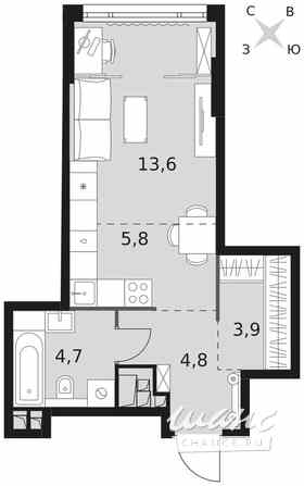 1-к квартира, 32.8 м², этаж 23/29 Москва - изображение 2