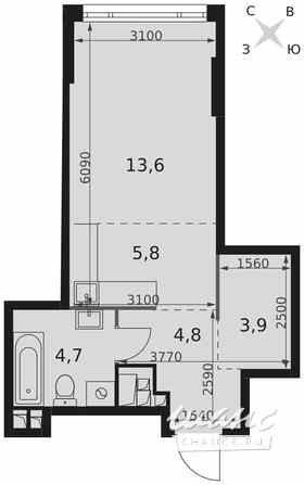 1-к квартира, 32.8 м², этаж 23/29 Москва - изображение 1