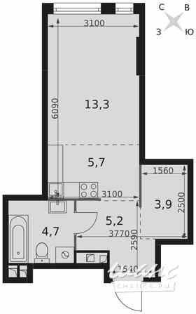 1-к квартира, 32.8 м², этаж 5/29 Москва - изображение 1