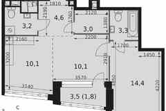 2-к квартира, 50.5 м², этаж 25/29