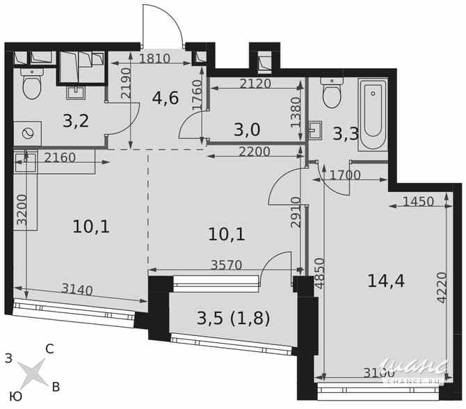 2-к квартира, 50.5 м², этаж 25/29 Москва - изображение 1