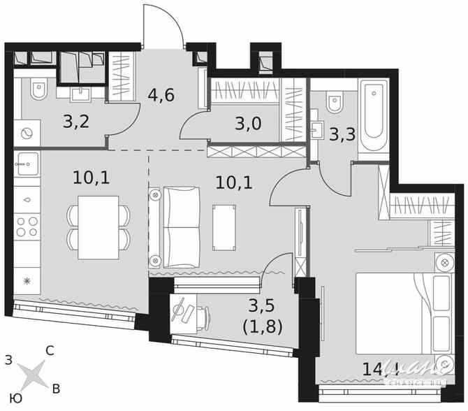 2-к квартира, 50.5 м², этаж 25/29 Москва - изображение 2
