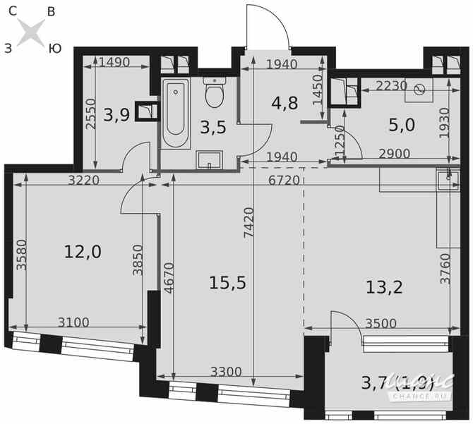 2-к квартира, 59.8 м², этаж 11/29 Москва - изображение 1