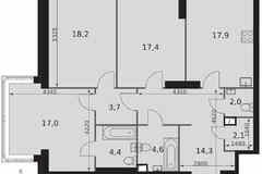 3-к квартира, 101.6 м², этаж 23/44