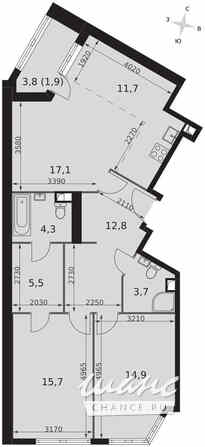 3-к квартира, 87.6 м², этаж 21/44 Москва - изображение 1