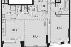 2-к квартира, 59.9 м², этаж 26/29