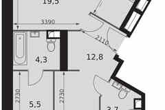 3-к квартира, 91.3 м², этаж 29/44