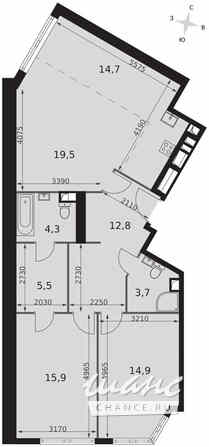 3-к квартира, 91.3 м², этаж 29/44 Москва - изображение 1