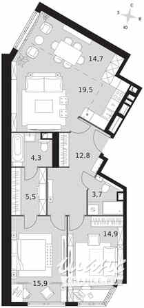 3-к квартира, 91.3 м², этаж 29/44 Москва - изображение 2