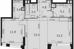 2-к квартира, 59.7 м², этаж 8/29