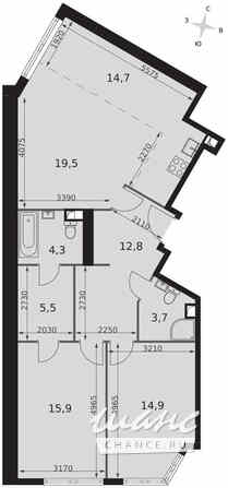 3-к квартира, 91.3 м², этаж 30/44 Москва - изображение 1