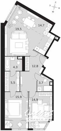 3-к квартира, 91.3 м², этаж 30/44 Москва - изображение 2