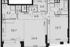 2-к квартира, 60 м², этаж 22/29