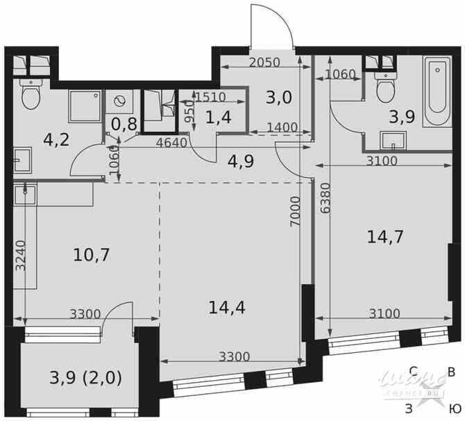2-к квартира, 60 м², этаж 22/29 Москва - изображение 1