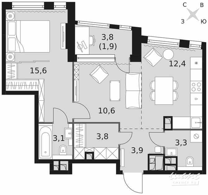 2-к квартира, 54.6 м², этаж 20/29 Москва - изображение 2