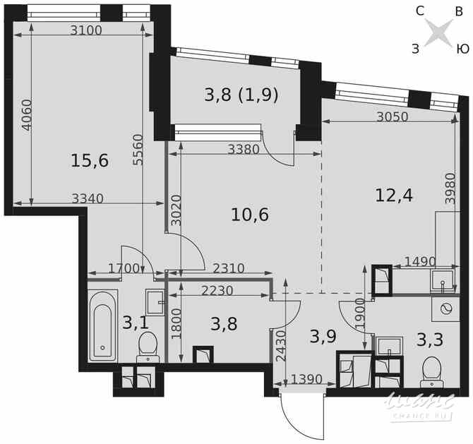 2-к квартира, 54.6 м², этаж 20/29 Москва - изображение 1