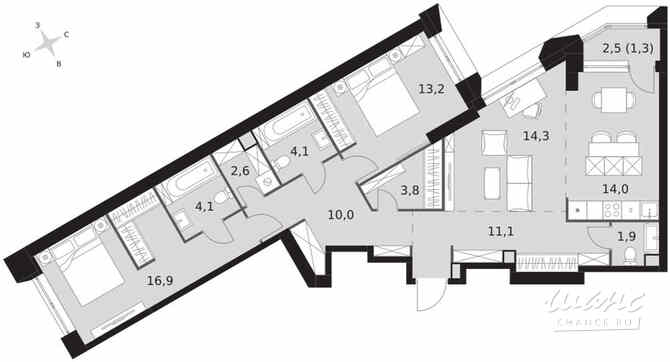 3-к квартира, 97.3 м², этаж 27/47 Москва - изображение 2