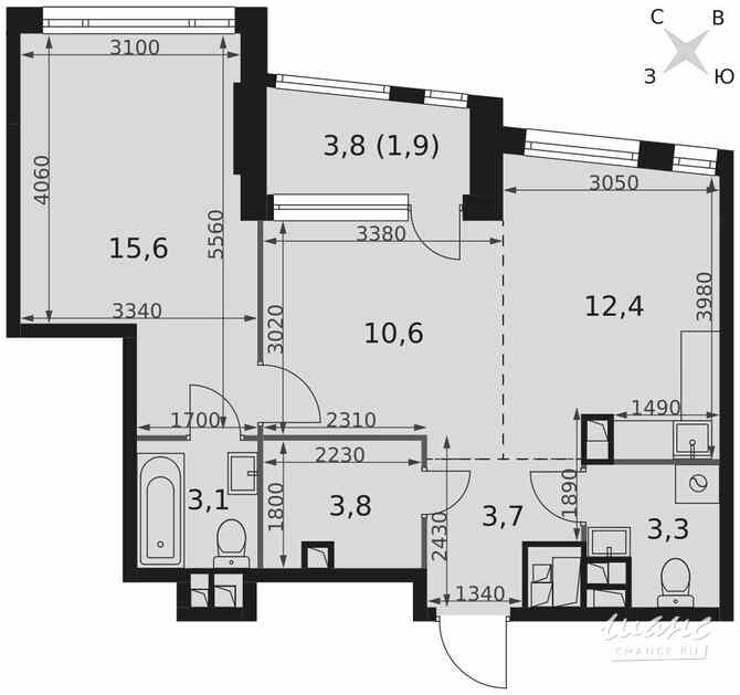2-к квартира, 54.4 м², этаж 24/29 Москва - изображение 1