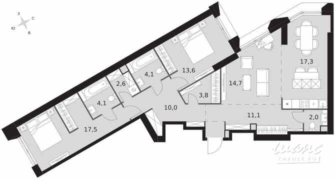 3-к квартира, 100.8 м², этаж 34/47 Москва - изображение 2