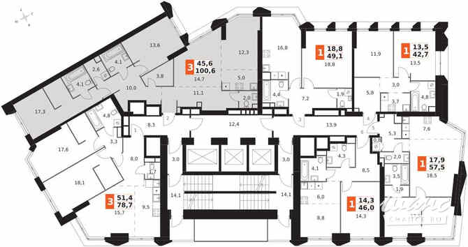 3-к квартира, 100.6 м², этаж 43/47 Москва - изображение 4