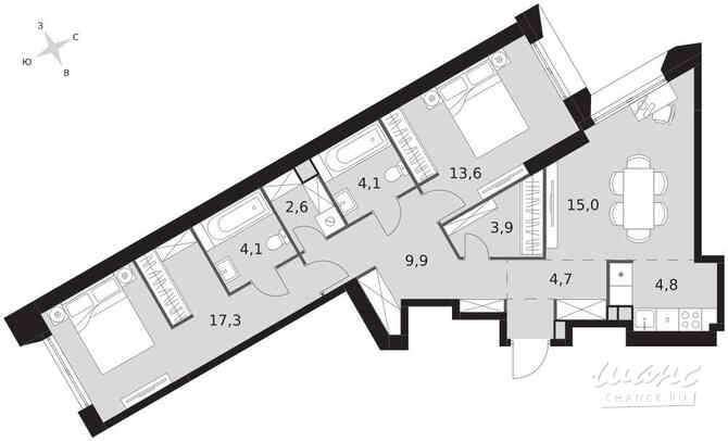3-к квартира, 80 м², этаж 38/47 Москва - изображение 2
