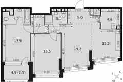 3-к квартира, 84.7 м², этаж 26/29