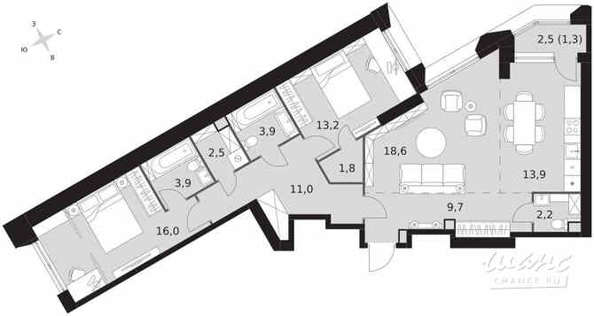 3-к квартира, 98 м², этаж 24/47 Москва - изображение 2