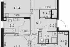 3-к квартира, 74.9 м², этаж 17/29