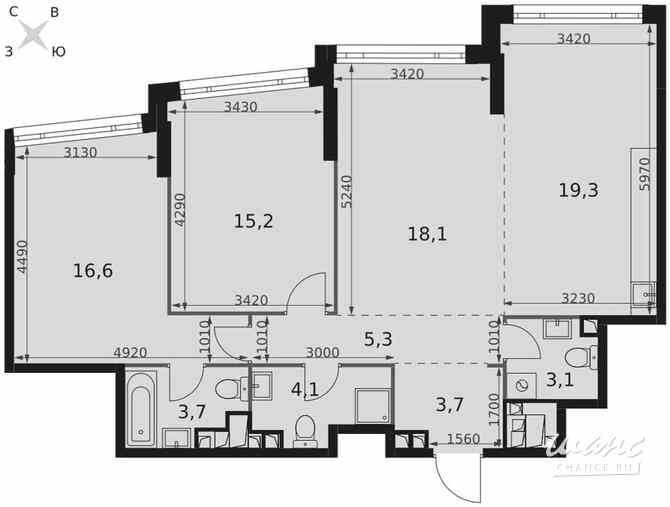 3-к квартира, 89.1 м², этаж 28/29 Москва - изображение 1