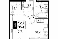 1-к квартира, 35.4 м², этаж 23/23