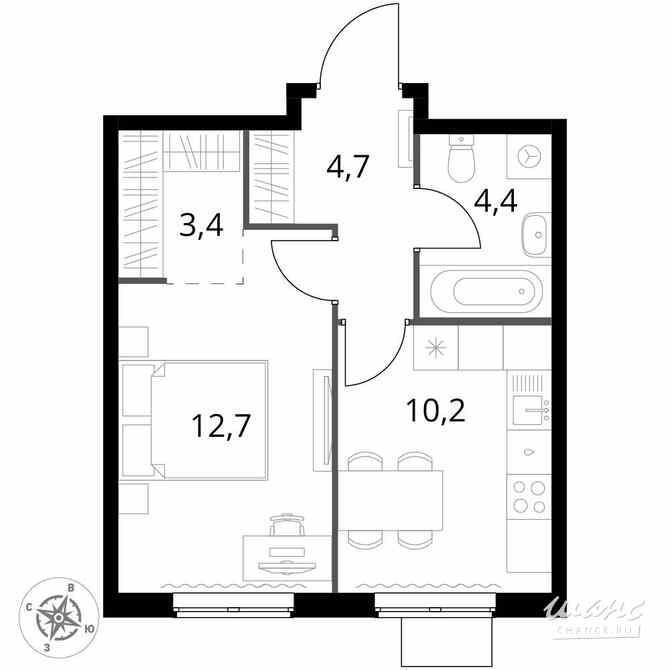 1-к квартира, 35.4 м², этаж 23/23 Москва - изображение 2