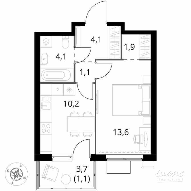 1-к квартира, 36.1 м², этаж 12/25 Москва - изображение 2